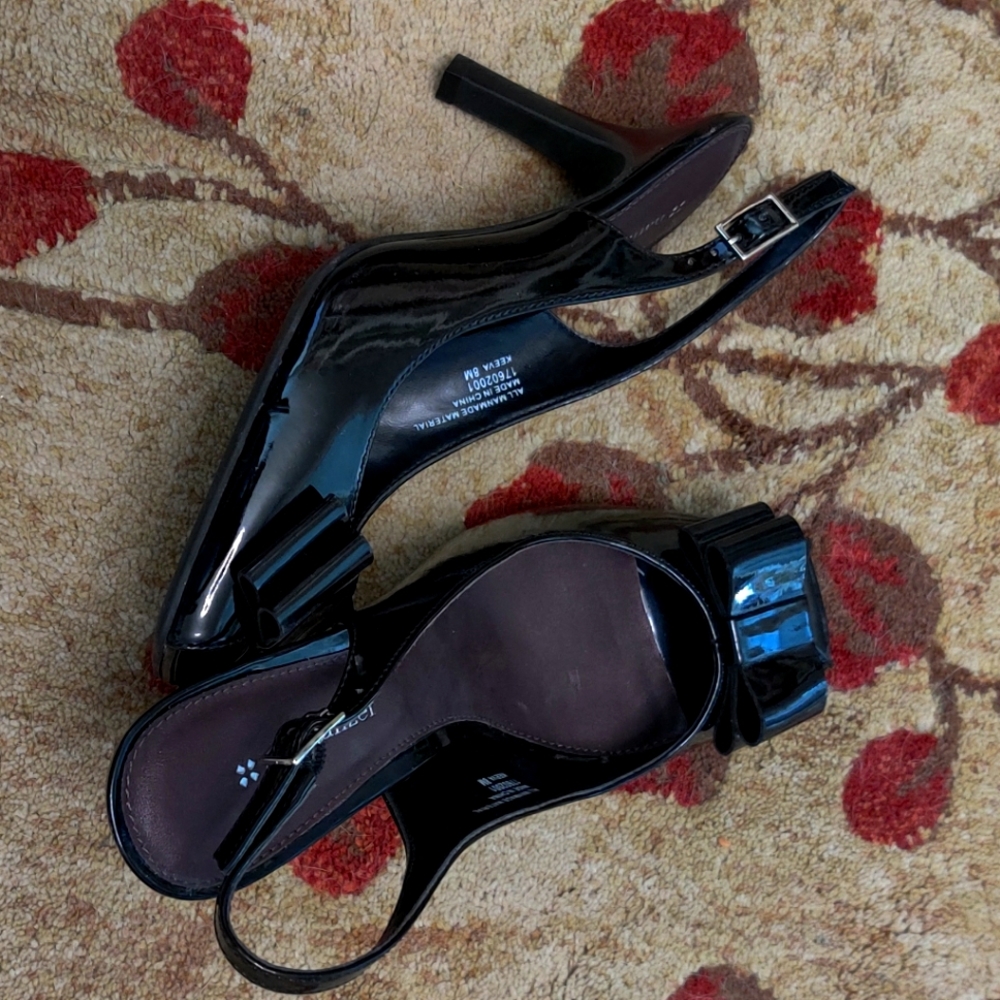 Black patent leather,slingback heels size 8